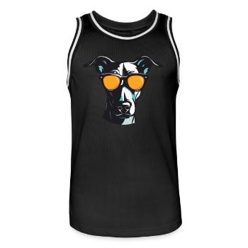 Greyhound Dog Hipster Cool Party - Men's Basketball Jersey - black/white - Front - AI Model Male 185 dark (185cm)