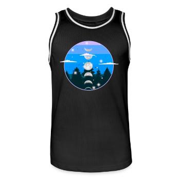 Forest Nature Moon Phase Moon Mystical - Men's Basketball Jersey - black/white - Front - AI Model Male 185 dark (185cm)