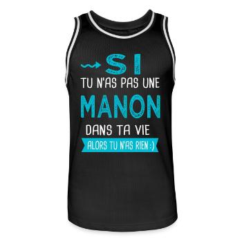 Manon Si tu n as pas une manon - Maillot de basket Homme - noir/blanc - Devant - AI Model Male 185 dark (185cm)