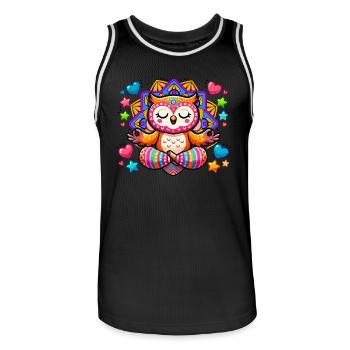Meditierende Eule Mandala Yoga Meditation - Männer Basketball-Trikot - Schwarz/Weiß - Vorne - AI Model Male 185 dark (185cm)