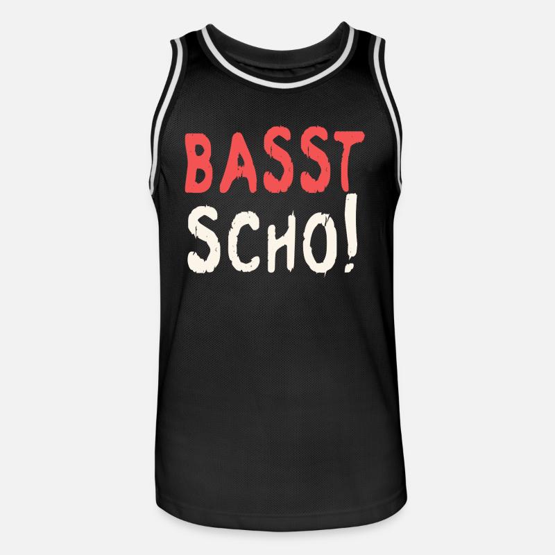 Basst scho rot baige text - Männer Basketball-Trikot - Schwarz/Weiß
