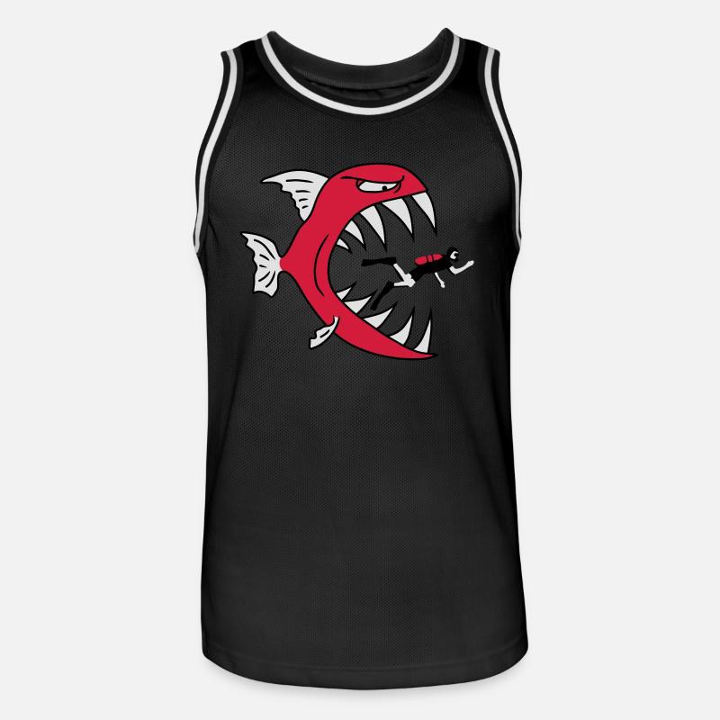 Monster Fish Eats Diver - Maillot de basket Homme - noir/blanc