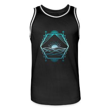 Meer linien - Männer Basketball-Trikot - Schwarz/Weiß - Vorne - AI Model Male 185 dark (185cm)