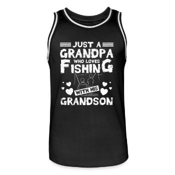 Grandpa loves fishing with his grandson - Männer Basketball-Trikot - Schwarz/Weiß - Vorne - AI Model Male 185 dark (185cm)