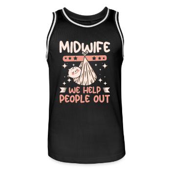 Midwife we help people out - Männer Basketball-Trikot - Schwarz/Weiß - Vorne - AI Model Male 185 dark (185cm)