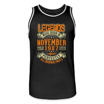 1987 Novembre Légende d’anniversaire - Maillot de basket Homme - noir/blanc - Devant - AI Model Male 185 dark (185cm)