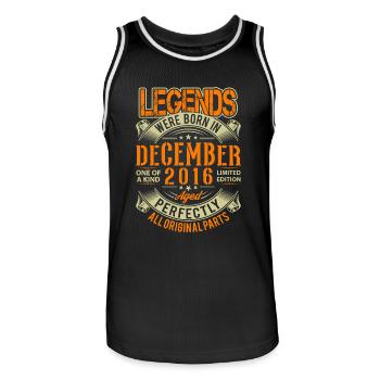 2016 December Birthday Legend - Men's Basketball Jersey - black/white - Front - AI Model Male 185 dark (185cm)