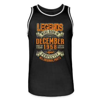 1958 Dezember Geburtstag Legende - Männer Basketball-Trikot - Schwarz/Weiß - Vorne - AI Model Male 185 dark (185cm)