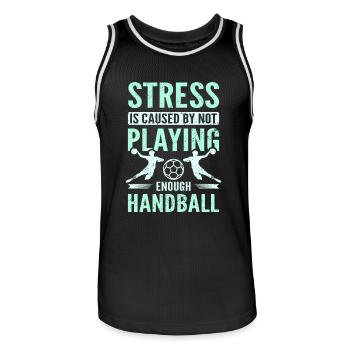 Stress is caused by not playing enough handball - Männer Basketball-Trikot - Schwarz/Weiß - Vorne - AI Model Male 185 dark (185cm)