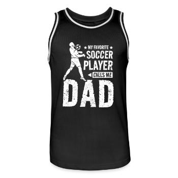 My favorite soccer player calls me dad - Men's Basketball Jersey - black/white - Front - AI Model Male 185 dark (185cm)