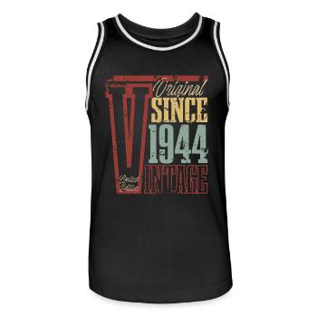 1944 Birthday Year of birth Year of construction Vintage Retro - Men's Basketball Jersey - black/white - Front - AI Model Male 185 dark (185cm)