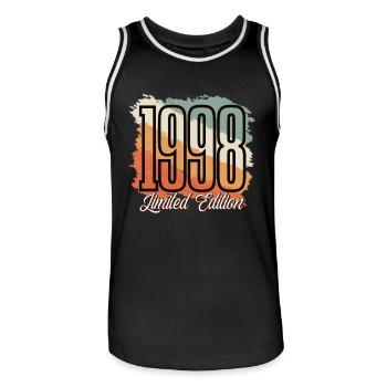 1998 Year of birth Birthday Year of construction Vintage Retro - Men's Basketball Jersey - black/white - Front - AI Model Male 185 dark (185cm)