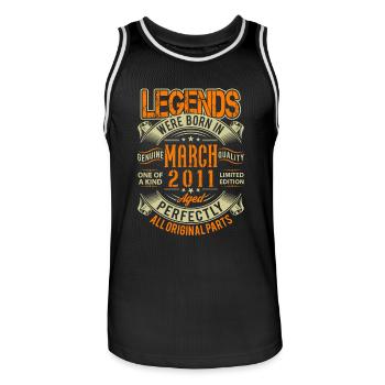 2011 März Geburtstag Legende - Männer Basketball-Trikot - Schwarz/Weiß - Vorne - AI Model Male 185 dark (185cm)
