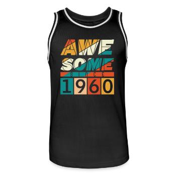1960 Anniversaire Naissance Année de naissance millésime - Maillot de basket Homme - noir/blanc - Devant - AI Model Male 185 dark (185cm)