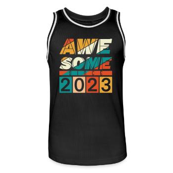2023 Geboren Geburtstag Geburtsjahr Vintage - Männer Basketball-Trikot - Schwarz/Weiß - Vorne - AI Model Male 185 dark (185cm)