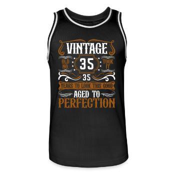 35th Birthday Vintage Retro - Men's Basketball Jersey - black/white - Front - AI Model Male 185 dark (185cm)