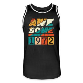 1972 Anniversaire Né Année de naissance millésime - Maillot de basket Homme - noir/blanc - Devant - AI Model Male 185 dark (185cm)