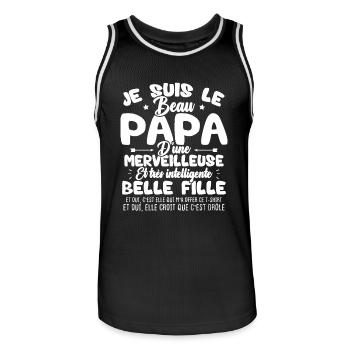 Je suis le beau papa d'une meilleure belle fille - Maillot de basket Homme - noir/blanc - Devant - AI Model Male 185 dark (185cm)