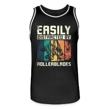 Easily distracted by rollerblades - Men's Basketball Jersey - black/white - Front - AI Model Male 185 dark (185cm)
