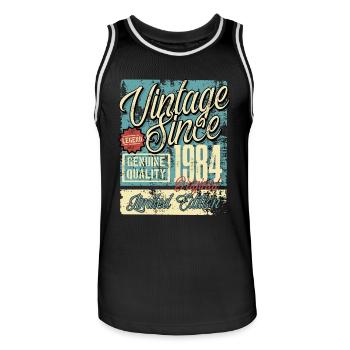 1984 Birthday vintage Retro Legend - Men's Basketball Jersey - black/white - Front - AI Model Male 185 dark (185cm)