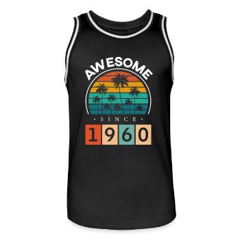 1960 Anniversaire Naissance Année de naissance millésime - Maillot de basket Homme - noir/blanc - Devant - AI Model Male 185 dark (185cm)