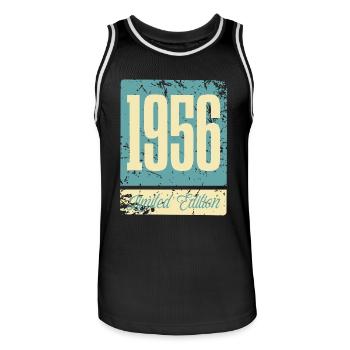 1956 Anniversaire de naissance Année de naissance - Maillot de basket Homme - noir/blanc - Devant - AI Model Male 185 dark (185cm)