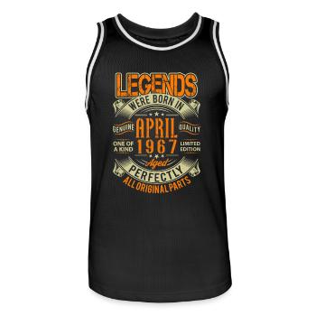 1967 April Geburtstag Legende - Männer Basketball-Trikot - Schwarz/Weiß - Vorne - AI Model Male 185 dark (185cm)