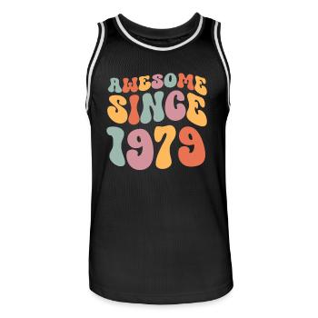 1979 Jahrgang Geburtstag Groovy Vintage Retro - Männer Basketball-Trikot - Schwarz/Weiß - Vorne - AI Model Male 185 dark (185cm)
