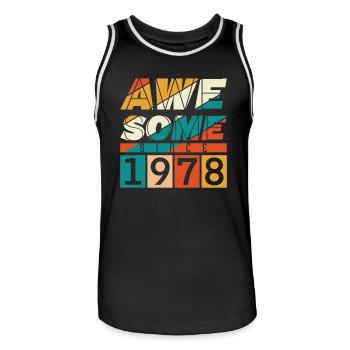 1978 Anniversaire Né Année de naissance millésime - Maillot de basket Homme - noir/blanc - Devant - AI Model Male 185 dark (185cm)