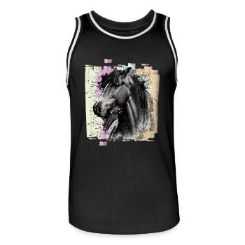 Cheval - Maillot de basket Homme - noir/blanc - Devant - AI Model Male 185 dark (185cm)