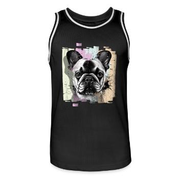 French Bulldog Frenchie - Maillot de basket Homme - noir/blanc - Devant - AI Model Male 185 dark (185cm)