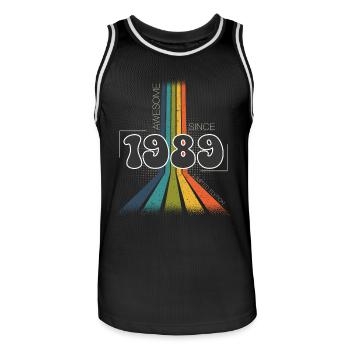 1989 Jahrgang Geburtstag Groovy Vintage Retro - Männer Basketball-Trikot - Schwarz/Weiß - Vorne - AI Model Male 185 dark (185cm)
