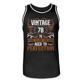 78th Birthday Vintage Retro - Men's Basketball Jersey - black/white - Front - AI Model Male 185 dark (185cm)