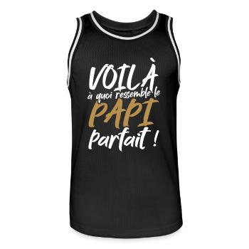 Voilà à quoi ressemble le papi parfait - Maillot de basket Homme - noir/blanc - Devant - AI Model Male 185 dark (185cm)