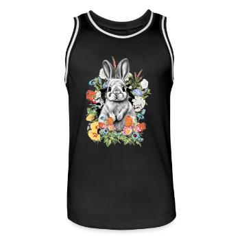 Rabbit Rabbit Flowers - Men's Basketball Jersey - black/white - Front - AI Model Male 185 dark (185cm)