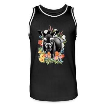 Fleurs d’âne - Maillot de basket Homme - noir/blanc - Devant - AI Model Male 185 dark (185cm)
