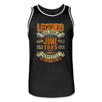 1995 June Birthday Legend - Men's Basketball Jersey - black/white - Front - AI Model Male 185 dark (185cm)