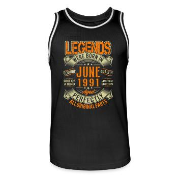 1991 Juni Geburtstag Legende - Männer Basketball-Trikot - Schwarz/Weiß - Vorne - AI Model Male 185 dark (185cm)