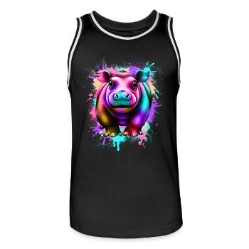 Nilpferd - Männer Basketball-Trikot - Schwarz/Weiß - Vorne - AI Model Male 185 dark (185cm)