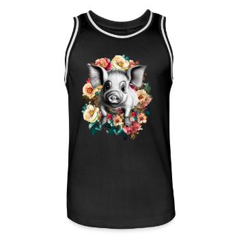 Cochon - Maillot de basket Homme - noir/blanc - Devant - AI Model Male 185 dark (185cm)