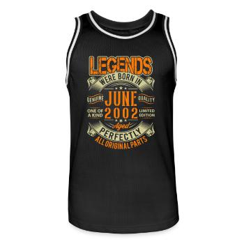 2002 June Birthday Legend - Men's Basketball Jersey - black/white - Front - AI Model Male 185 dark (185cm)