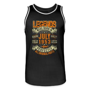 1953 Juli Geburtstag Legende - Männer Basketball-Trikot - Schwarz/Weiß - Vorne - AI Model Male 185 dark (185cm)