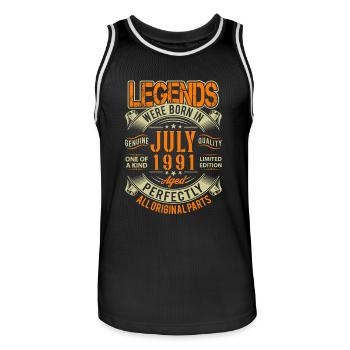 1991 Juli Geburtstag Legende - Männer Basketball-Trikot - Schwarz/Weiß - Vorne - AI Model Male 185 dark (185cm)