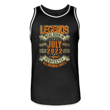 2022 July Birthday Legend - Men's Basketball Jersey - black/white - Front - AI Model Male 185 dark (185cm)