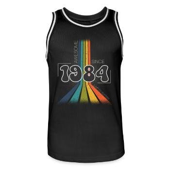 1984 Vintage Anniversaire Groovy Vintage Rétro - Maillot de basket Homme - noir/blanc - Devant - AI Model Male 185 dark (185cm)