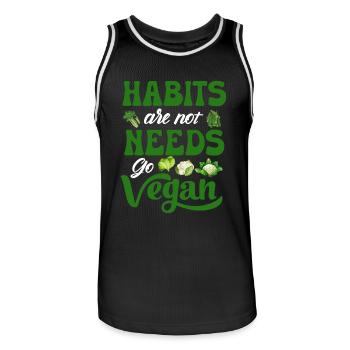Vegan Veganism - Men's Basketball Jersey - black/white - Front - AI Model Male 185 dark (185cm)