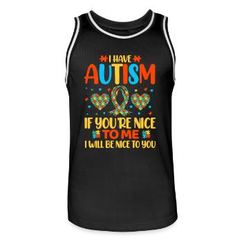 Autism Autistic - Men's Basketball Jersey - black/white - Front - AI Model Male 185 dark (185cm)