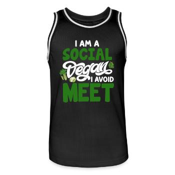Vegan Veganism - Men's Basketball Jersey - black/white - Front - AI Model Male 185 dark (185cm)