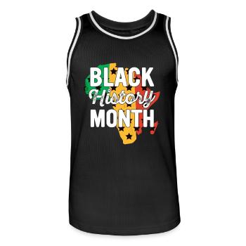 Mois de l’histoire des Noirs Histoire des Noirs - Maillot de basket Homme - noir/blanc - Devant - AI Model Male 185 dark (185cm)