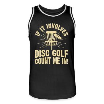Discgolf Disc Golf - Men's Basketball Jersey - black/white - Front - AI Model Male 185 dark (185cm)